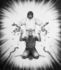 Christ breaking the chains